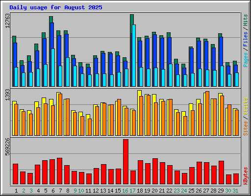 Daily usage for August 2025
